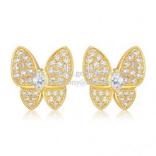 Pendientes Van Cleef Arpels Flying Two Butterflies de oro amarillo con pavé de diamantes