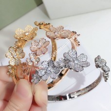 Pulsera Van Cleef Arpels Frivole-1 7 Flores Oro amarillo/Oro blanco/Oro rosa con diamante