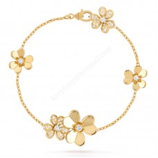 Pulsera Van Cleef Arpels Frivole 5 Flores Oro Amarillo/Oro Blanco Con Diamante Precio América