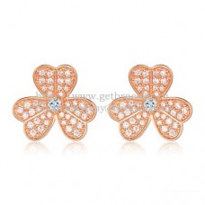 Pendientes Van Cleef Arpels Frivole de oro rosa con pavé de diamantes