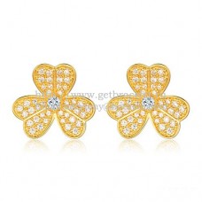 Pendientes Van Cleef Arpels Frivole de oro amarillo con pavé de diamantes