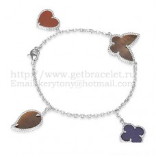 Van Cleef Arpels Lucky Alhambra 4 Motivos Pulsera Oro Blanco Con Combinación De Piedras 002