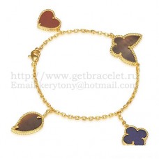 Van Cleef Arpels Lucky Alhambra 4 Motivos Pulsera Oro Amarillo Con Combinación De Piedras 002