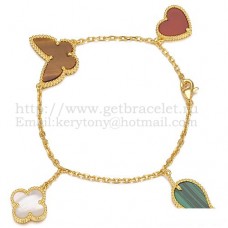 Van Cleef Arpels Lucky Alhambra 4 Motivos Pulsera Oro Amarillo Con Combinación De Piedras 003