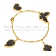 Van Cleef Arpels Lucky Alhambra 4 Motivos Pulsera Oro Amarillo Con Combinación De Piedras 007