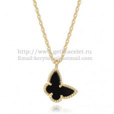Collar Van Cleef Arpels Lucky Alhambra Mariposa Oro amarillo con nácar negro ónix