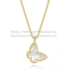 Collar Van Cleef Arpels Lucky Alhambra con mariposa en oro amarillo y nácar blanco