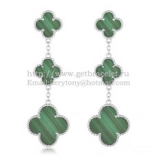 Pendientes Van Cleef Arpels Magic Alhambra 3 Motivos Oro blanco con Malaquita