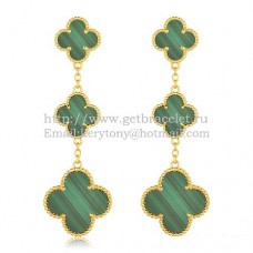 Pendientes Van Cleef Arpels Magic Alhambra 3 Motivos Oro amarillo con Malaquita