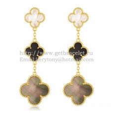 Pendientes Van Cleef Arpels Magic Alhambra 3 Motivos Oro Amarillo Con Combinación De Piedras