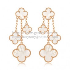 Pendientes Van Cleef Arpels Magic Alhambra 4 Motivos Oro rosa con nácar blanco
