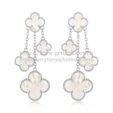 Pendientes Van Cleef Arpels Magic Alhambra 4 Motivos Oro blanco con nácar blanco