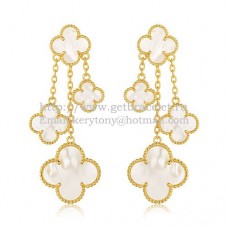 Pendientes Van Cleef Arpels Magic Alhambra 4 Motivos Oro amarillo con nácar blanco