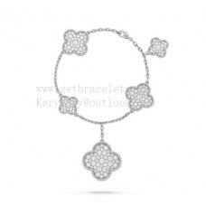 Pulsera Van Cleef Arpels Magic Alhambra 5 Motivos Oro blanco con Diamantes