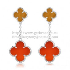 Pendientes Van Cleef Arpels Magic Alhambra Oro Blanco Con Ojo De Tigre Cornalina