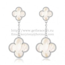 Pendientes Van Cleef Arpels Magic Alhambra de oro blanco con nácar blanco