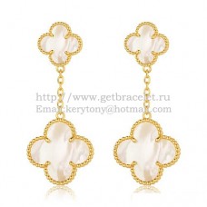 Pendientes Van Cleef Arpels Magic Alhambra de oro amarillo con nácar blanco