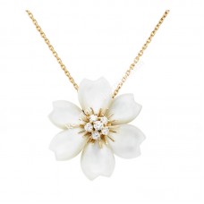 Colgante con clip Van Cleef Arpels Rose de Noel en oro amarillo con diamante y nácar en Canadá