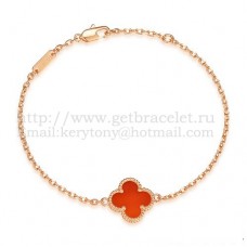 Van Cleef Arpels Pulsera Sweet Alhambra De Oro Rosa Con Nácar Cornalina
