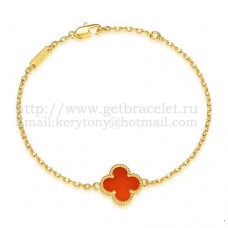 Van Cleef Arpels Pulsera Sweet Alhambra de oro amarillo con nácar cornalina