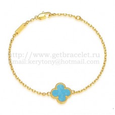 Van Cleef Arpels Pulsera Sweet Alhambra de oro amarillo con nácar turquesa