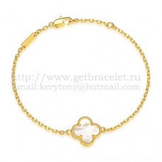 Van Cleef Arpels Pulsera Sweet Alhambra de oro amarillo con nácar blanco