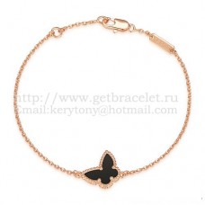 Van Cleef Arpels Pulsera Sweet Alhambra Mariposa Oro Rosa Con Ágata Negra Nácar