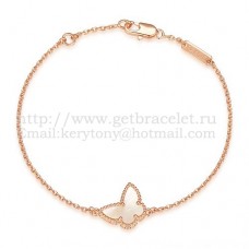 Van Cleef Arpels Pulsera Sweet Alhambra con mariposa en oro rosa y nácar blanco
