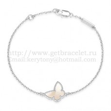 Van Cleef Arpels Pulsera Sweet Alhambra Mariposa De Oro Blanco Con Nácar Blanco