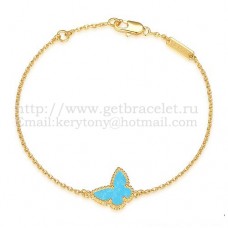 Van Cleef Arpels Pulsera Sweet Alhambra Mariposa De Oro Amarillo Con Nácar Turquesa