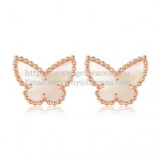 Van Cleef Arpels Pendientes Mariposa Sweet Alhambra Oro Rosa Con Nácar Blanco