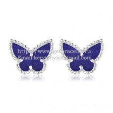 Van Cleef Arpels Pendientes Mariposa Sweet Alhambra Oro Blanco Con Piedra Lapislázuli Nácar