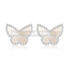 Pendientes Van Cleef Arpels Sweet Alhambra Mariposa Oro blanco con nácar blanco