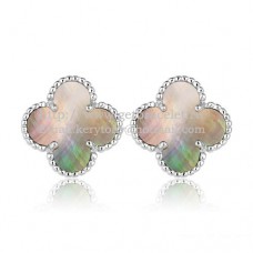 Pendientes Van Cleef Arpels Sweet Alhambra de oro blanco con nácar gris