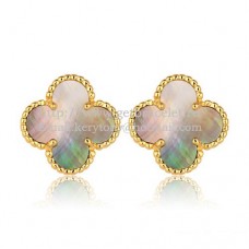 Pendientes Van Cleef Arpels Sweet Alhambra de oro amarillo con nácar gris