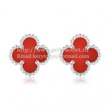 Pendientes Van Cleef Arpels Sweet Alhambra de oro blanco con nácar cornalina