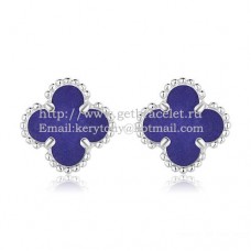 Van Cleef Arpels Pendientes Sweet Alhambra Oro blanco con piedra lapislázuli Nácar