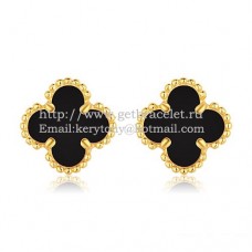 Pendientes Van Cleef Arpels Sweet Alhambra de oro amarillo con nácar negro y ónix