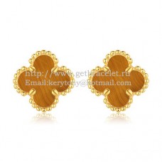Pendientes Van Cleef Arpels Sweet Alhambra de oro amarillo con ojo de tigre y nácar