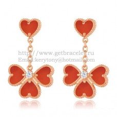 Pendientes Van Cleef Arpels Sweet Alhambra Effeuillage de oro rosa con nácar cornalina