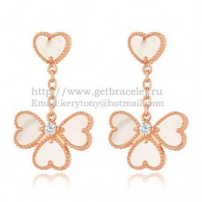 Pendientes Van Cleef Arpels Sweet Alhambra Effeuillage de oro rosa con nácar blanco