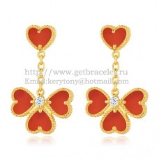 Pendientes Van Cleef Arpels Sweet Alhambra Effeuillage de oro amarillo con nácar cornalina