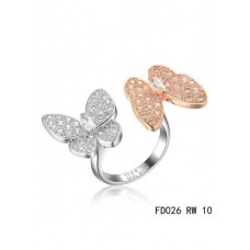 Anillo Van Cleef Arpels Dos Mariposas Entre El Dedo Oro Rosa Zafiros Redondos Rosas