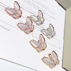 Van Cleef Arpels Pendientes Dos Mariposas Nácar Con Diamante 3 Colores