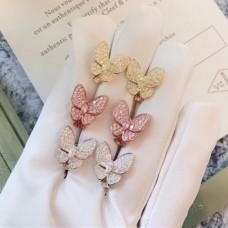 Van Cleef Arpels Pendientes Dos Mariposas con 70 Diamantes 3 Colores