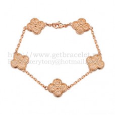 Pulsera Van Cleef Arpels Alhambra 5 Motivos Oro Rosa