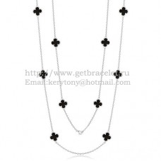 Collar Van Cleef Arpels Alhambra Oro blanco 10 motivos con ágata negra Nácar