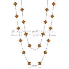 Collar Van Cleef Arpels Alhambra Oro blanco 20 motivos con ojo de tigre Nácar