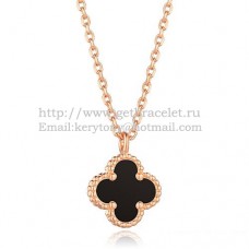 Colgante Van Cleef Arpels Sweet Alhambra de oro rosa con ágata negra y nácar de 9 mm