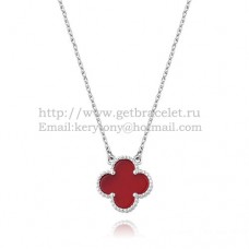 Colgante Van Cleef Arpels Alhambra de oro blanco con nácar cornalina 15 mm